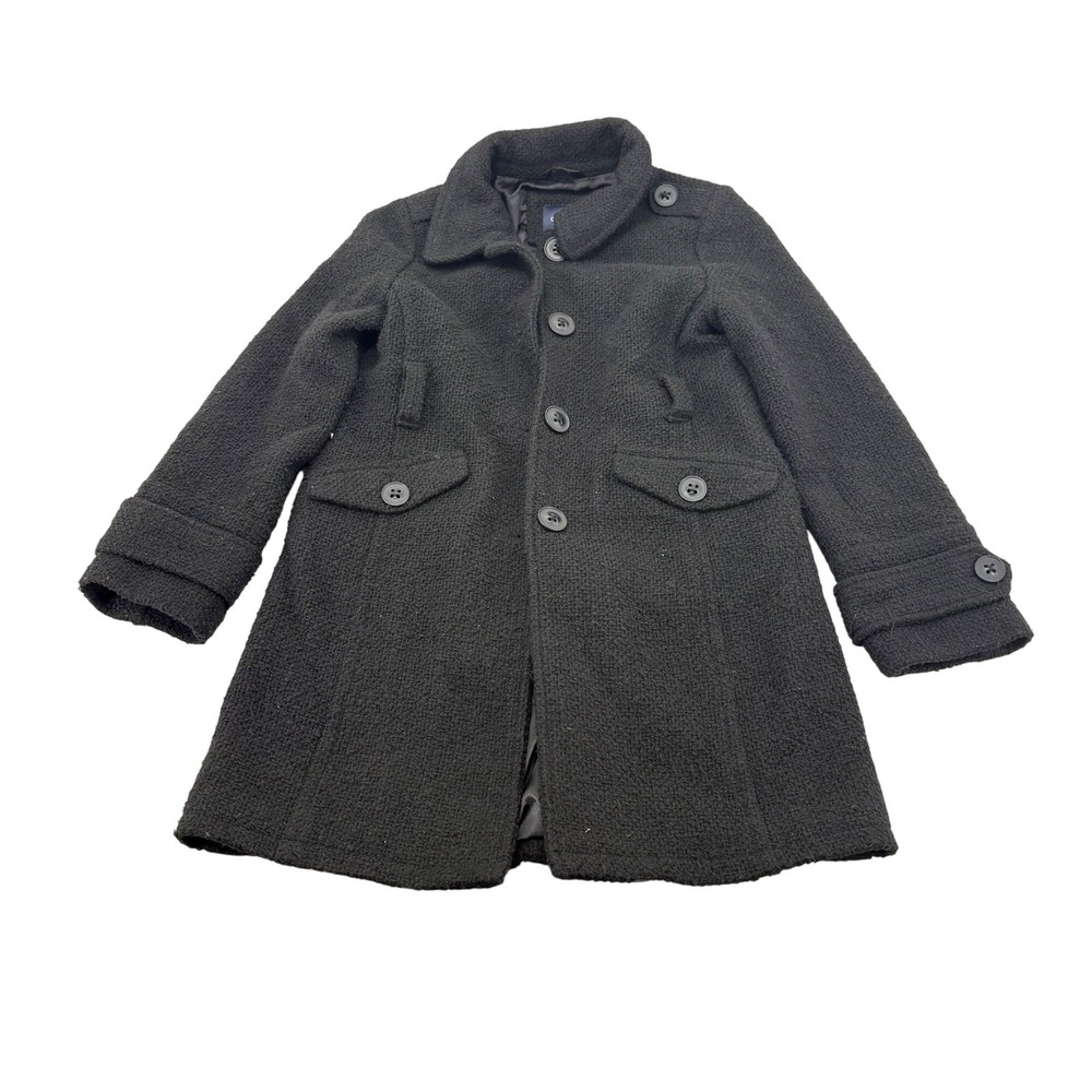 GapKids Black Wool-Blend Peacoat M With Button Front &‎ Pockets